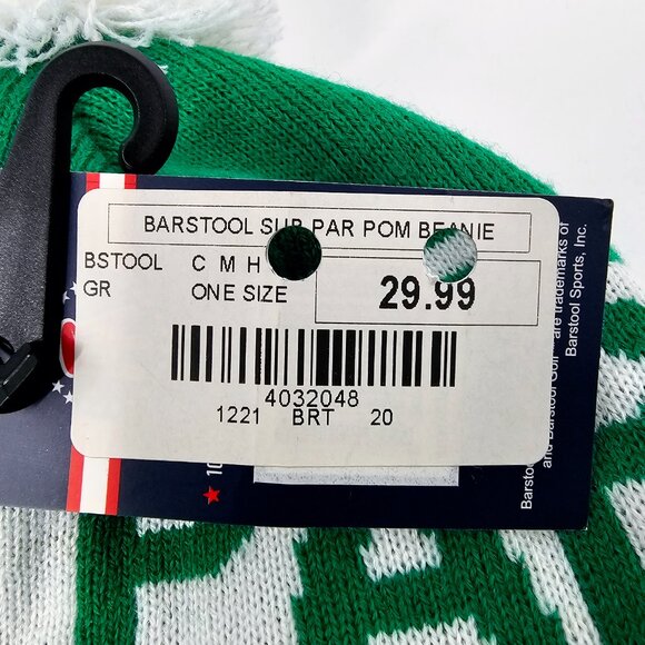 Barstool Sports Men's Green Sub Par Acrylic Knit Pom Golf Beanie NWT - Picture 7 of 8